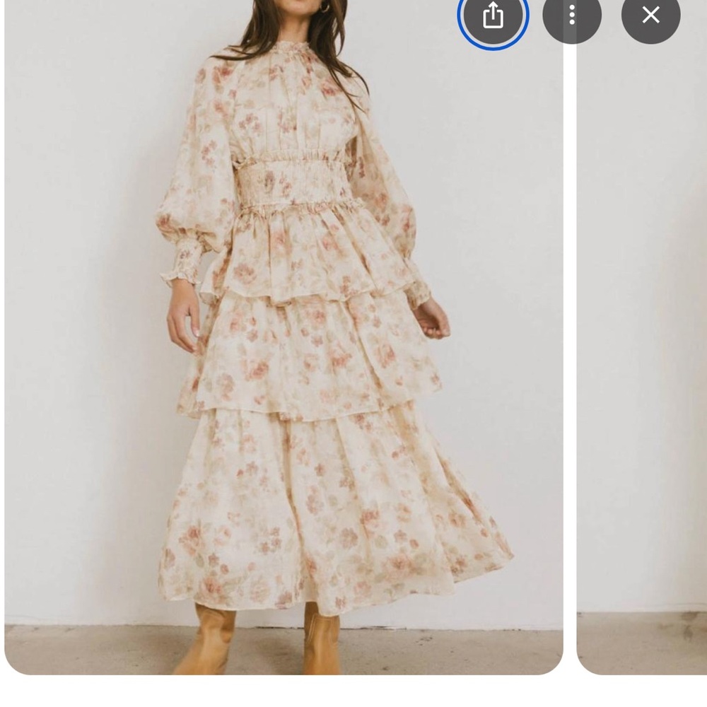 Evangeline  Floral Long Sleeve Tiered Dress